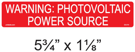 Photovoltaic Power Source Warning Label - High Visibility Solar Safety Tags

